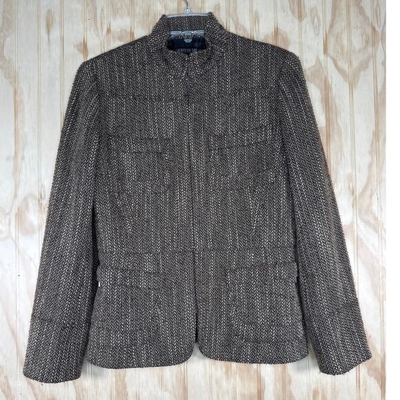 Lafayette 148 New York Wool Blend Tweed Zip Front Jacket Size 6 Luxury Outerwear - Picture 2 of 12
